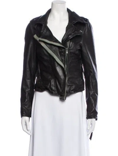 Pre-owned Muubaa Lamb Leather Biker Jacket In Black