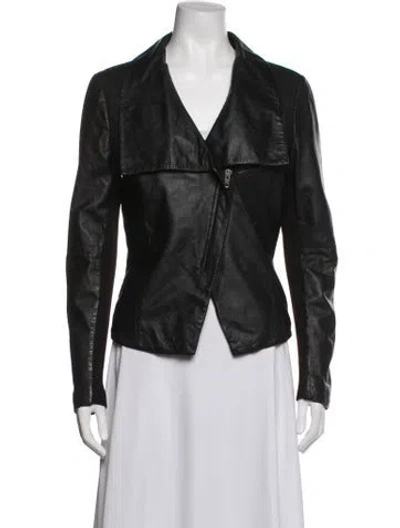 Pre-owned Muubaa Lamb Leather Biker Jacket In Black