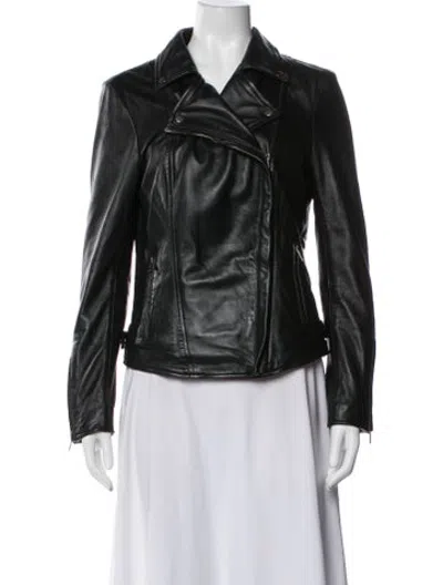Pre-owned Muubaa Lamb Leather Biker Jacket In Black