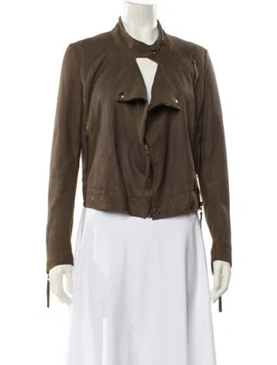 Pre-owned Muubaa Lamb Leather Biker Jacket In Brown