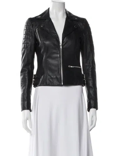Pre-owned Muubaa Lamb Leather Biker Jacket In Grey