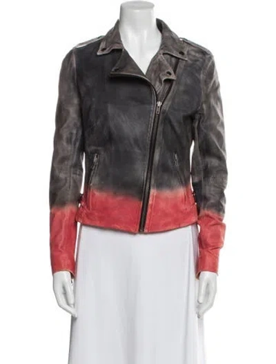 Pre-owned Muubaa Lamb Leather Tie-dye Print Biker Jacket In Multi