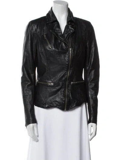 Pre-owned Muubaa Leather Biker Jacket In Black