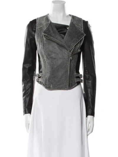 Pre-owned Muubaa Leather Biker Jacket In Black