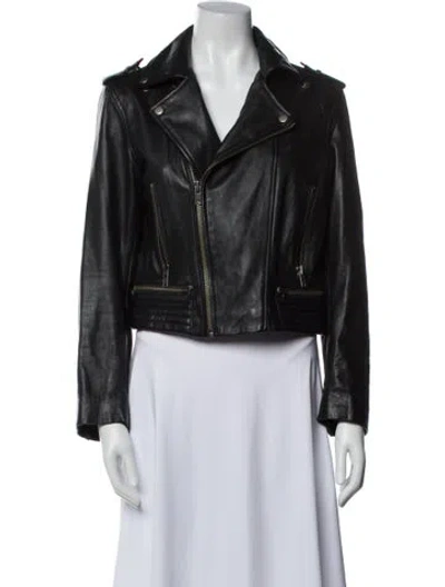 Pre-owned Muubaa Leather Biker Jacket In Black