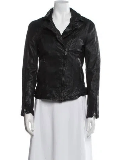 Pre-owned Muubaa Leather Biker Jacket In Black