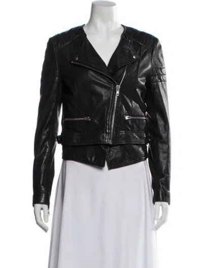 Pre-owned Muubaa Leather Biker Jacket In Black