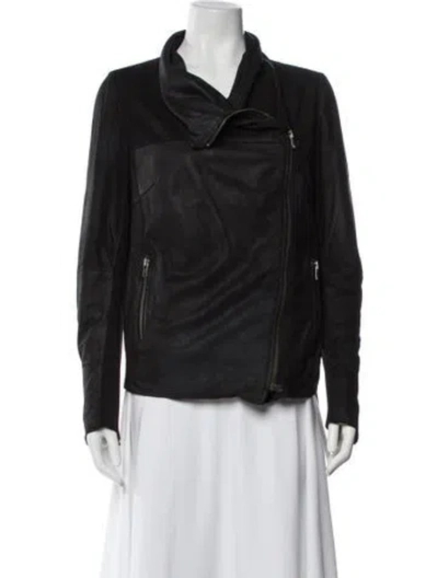 Pre-owned Muubaa Leather Biker Jacket In Black
