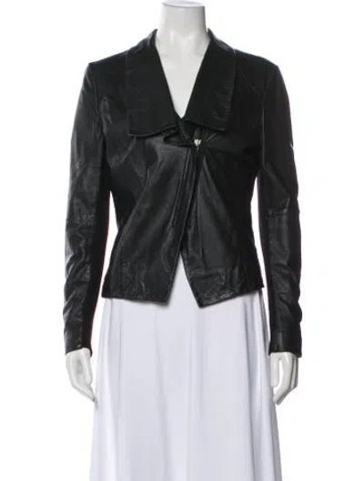 Pre-owned Muubaa Leather Biker Jacket In Black