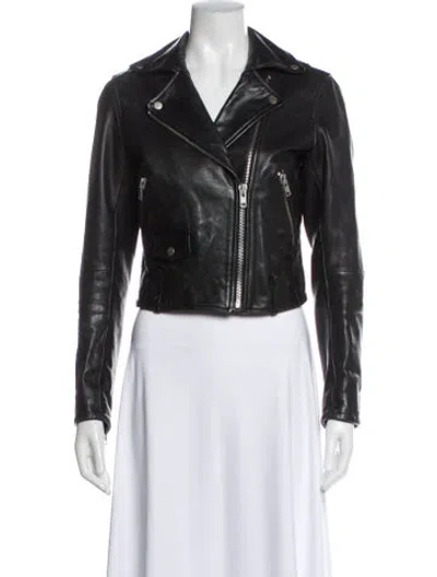 Pre-owned Muubaa Leather Biker Jacket In Black