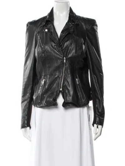 Pre-owned Muubaa Leather Biker Jacket In Black