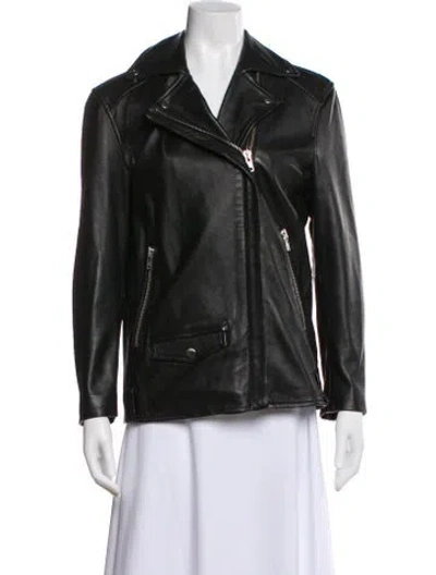 Pre-owned Muubaa Leather Biker Jacket In Black