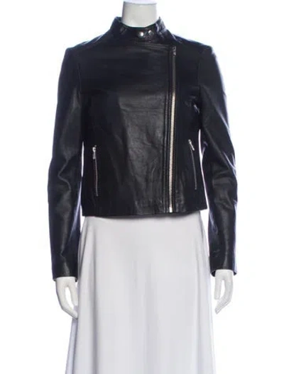 Pre-owned Muubaa Leather Biker Jacket In Black