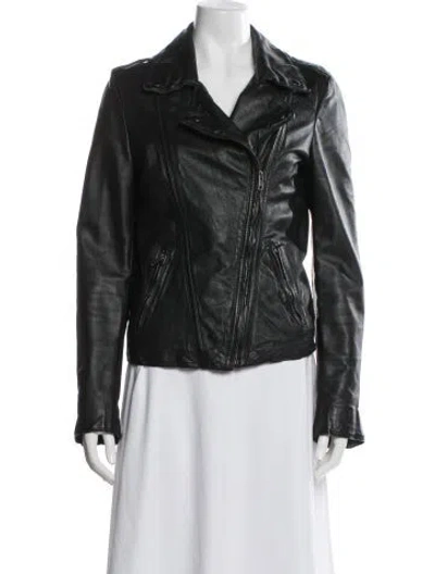 Pre-owned Muubaa Leather Biker Jacket In Black