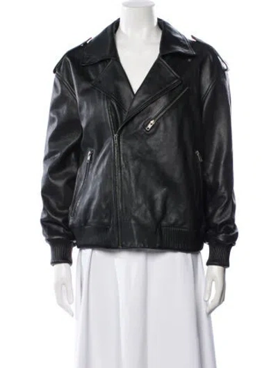 Pre-owned Muubaa Leather Biker Jacket In Black