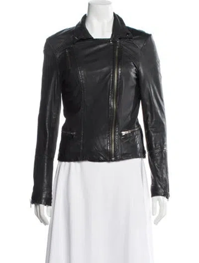 Pre-owned Muubaa Leather Biker Jacket In Black