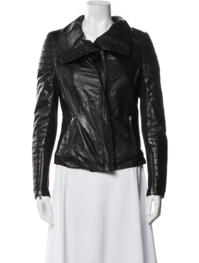 Pre-owned Muubaa Leather Biker Jacket In Black