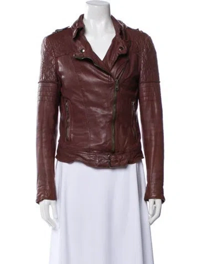 Pre-owned Muubaa Leather Biker Jacket In Brown