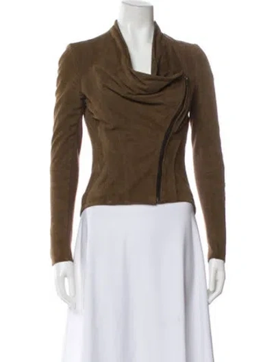 Pre-owned Muubaa Leather Biker Jacket In Brown