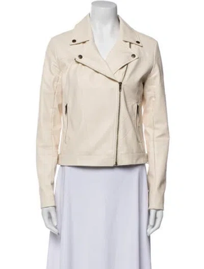 Pre-owned Muubaa Leather Biker Jacket In Neutral