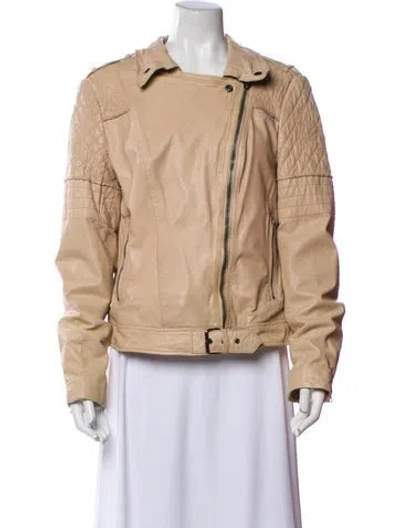 Pre-owned Muubaa Leather Biker Jacket In Neutral