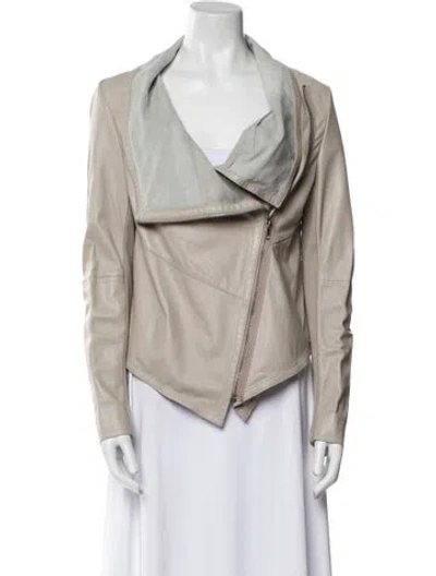 Pre-owned Muubaa Leather Biker Jacket In Neutral