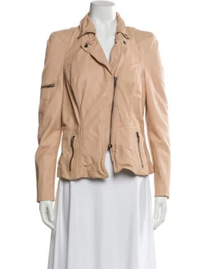 Pre-owned Muubaa Leather Biker Jacket In Neutral