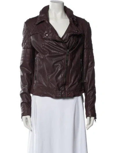 Pre-owned Muubaa Leather Biker Jacket In Purple