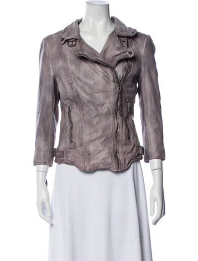 Pre-owned Muubaa Leather Biker Jacket In Purple