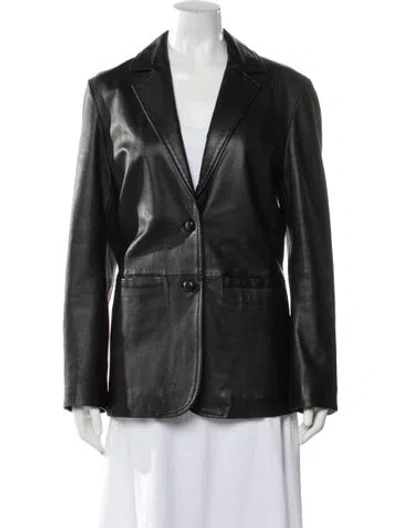 Pre-owned Muubaa Leather Blazer In Grey