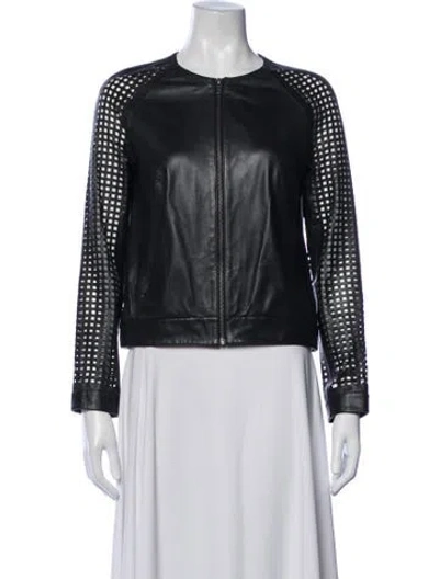 Pre-owned Muubaa Leather Bomber Jacket In Black