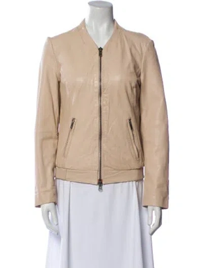 Pre-owned Muubaa Leather Bomber Jacket In Neutral