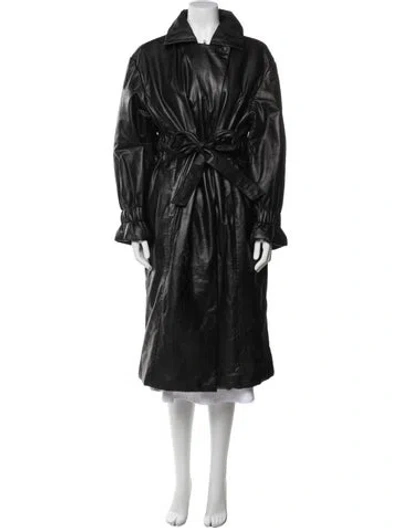 Pre-owned Muubaa Leather Coat In Black