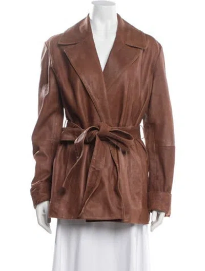 Pre-owned Muubaa Leather Coat In Brown