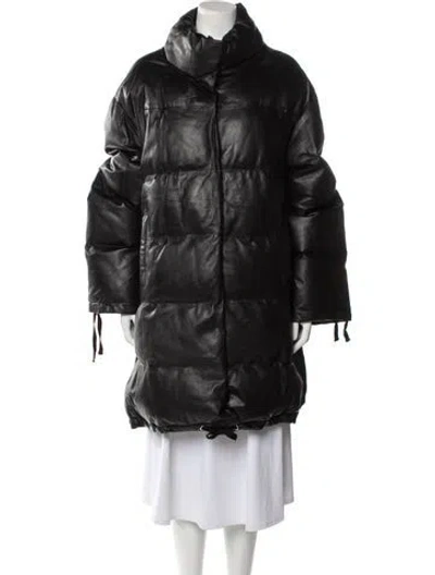 Pre-owned Muubaa Leather Faux Fur Coat In Black