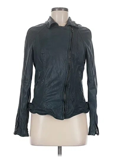 Pre-owned Muubaa Leather Jacket In Teal
