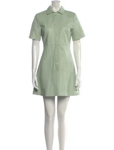 Pre-owned Muubaa Leather Mini Dress In Green