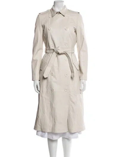 Pre-owned Muubaa Leather Trench Coat In Neutral