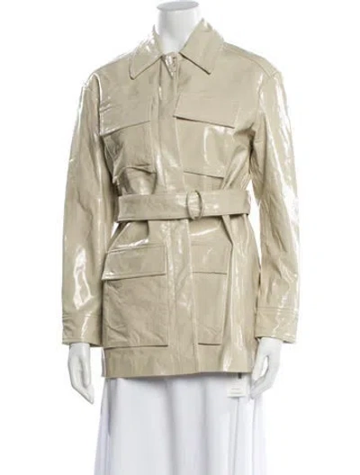 Pre-owned Muubaa Leather Utility Jacket W/ Tags In Neutrals
