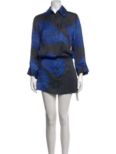 Pre-owned Muubaa Printed Mini Dress In Blue