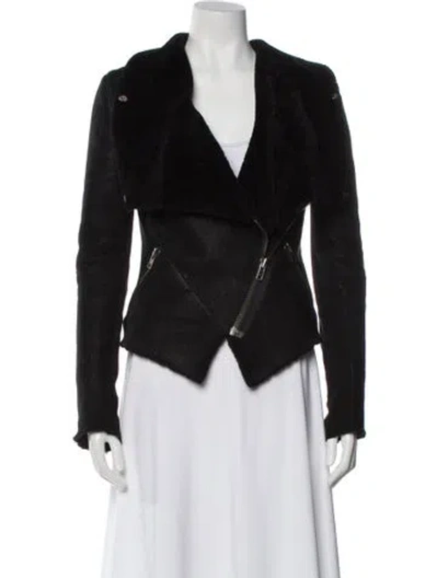 Pre-owned Muubaa Suede Biker Jacket In Black