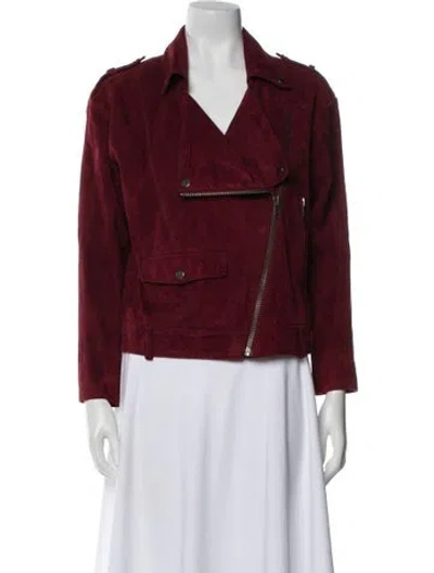 Pre-owned Muubaa Suede Biker Jacket In Red