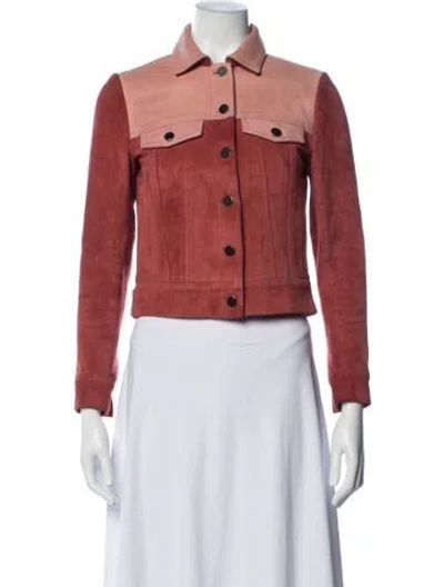Pre-owned Muubaa Suede Biker Jacket In Red