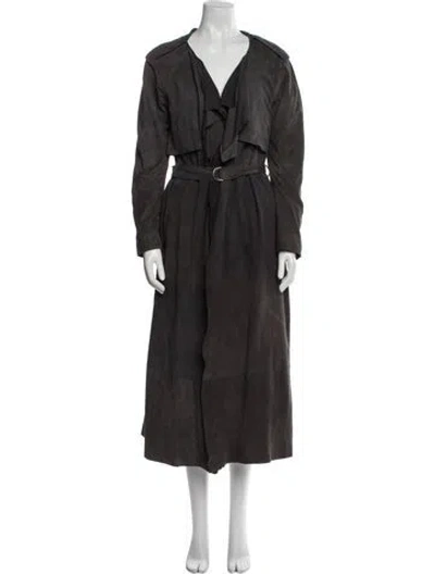 Pre-owned Muubaa Suede Trench Coat In Gray