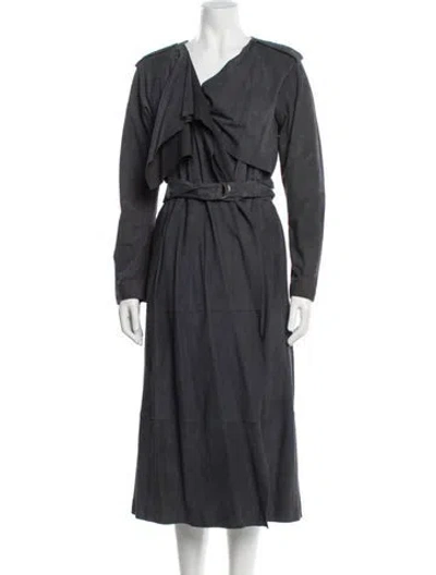 Pre-owned Muubaa Suede Trench Coat In Gray