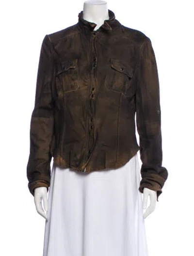 Pre-owned Muubaa Suede Utility Jacket In Brown