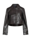Muubaa Woman Jacket Dark Brown Size 12 Sheepskin In Brown