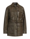 Muubaa Woman Jacket Military Green Size 12 Sheepskin In Green