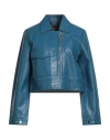 Muubaa Woman Jacket Slate Blue Size 10 Sheepskin