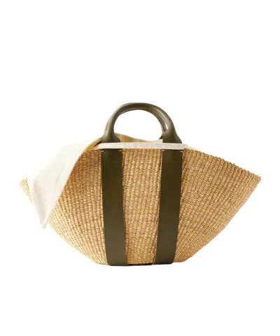 Muun Sophie Leather-trimmed Raffia Tote In Neutral